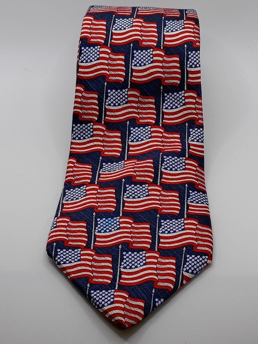 American Traditions Necktie Flags Silk Red White  Blue Made USA Patriotic July 4
